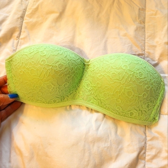 PINK Victoria Secret mint green Lace Bandeau XS-TP strapless - Picture 1 of 9
